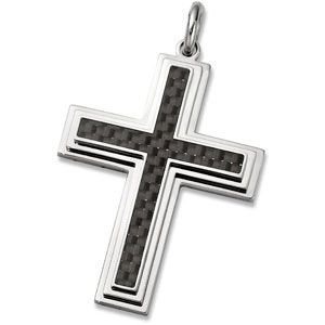 Black Tri-Level Cross Pendant. 