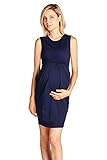 LaClef Women's Maternity Knee length Front Pleated Sleeveless Midi Dress