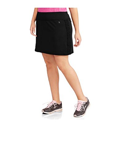 Womens Plus-size Performance Drawstring Skort w/ Ruched Siding Activewear (4X, Black)