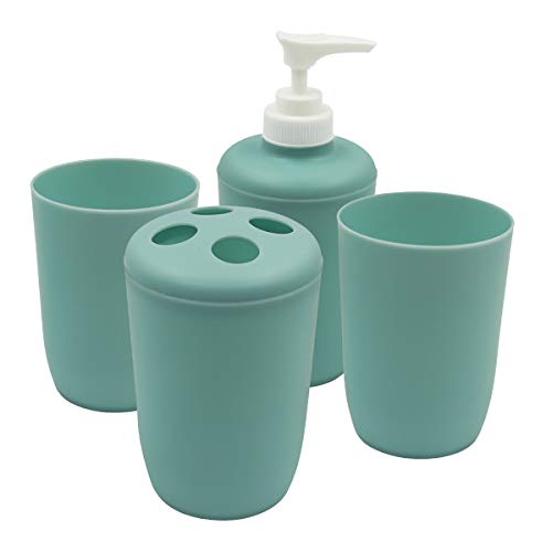 Bathroom Accessories Set, 4 Pcs Plastic Bathroom Set Toothbrush Holder, Toothbrush Cup,  Pump Bottles(10 Ounce, 300 Milliliter) - Thumbnail 7