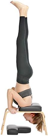 Desire Life Yoga Headstand Bench - Stand Yoga Chair for Family, Gym - Wood and PU Pads - Relieve Fatigue and Build Up Body