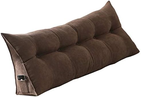 Triangular wedge Bed backrest pillow,Large big Washable Bedside back cushions,Three-dimensional Headboard cushion,Solid color Tatami Reading backrest cushion-Coffee color 80x50x20cm