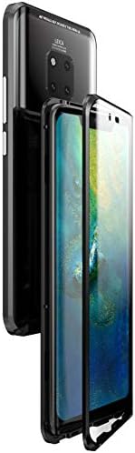 360° Full Body Case for Huawei Mate 20 Pro,[Front and Back of Clear Protective Touchable Strong HD Tempered Glass] with Built-in Screen Protector Magnetic Adsorption Metal Protection Cover Black