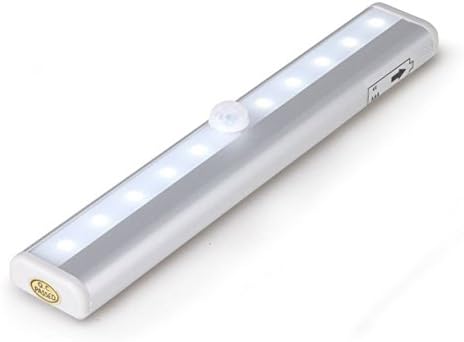 Portable Stick-on Auto Motion Sensor Light,10 Led with Wireless Magnetic Adhesive Battery Lamp for Closet/Locker/Stairs/Hallway/Garden/