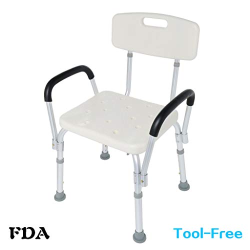Ship from USA - Sttech1 Shower Bench, Non-Slip Medical Tool Assembly Spa Bathtub Adjustable Shower Bathroom Chair Bath Stool for Elderly Handicap Pregnant (D)