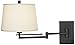 Franklin Iron Works Easley Modern Swing Arm Adjustable Wall Lamp with Cord Matte Bronze Brown Plug-in Light Fixture Dimmable Fabric Drum Shade for Bedroom Bedside Living Room Reading Kitchen