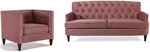 Jennifer Taylor Home 2 Piece Sofa Set with Tufted Recessed Arm Sofa and Tufted Accent Chair