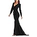 Women's Mermaid V-Neck Long Sleeve Halloween Party Maxi Dress With Belt, Black, XL