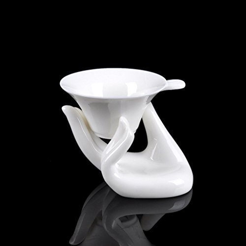 Porcelain Ceramic Tea Strainer Filter Colander And Guanyin Buddha Hand Style Support Holder - Essent Porcelain Ceramic Tea Strainer Filter Colander And Guanyin Buddha Hand Style Support Holder - Essent