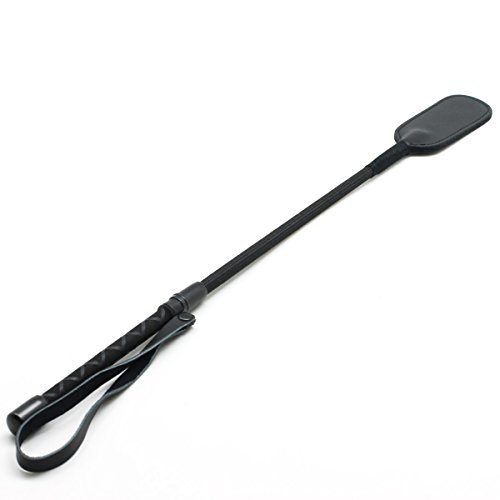 Scarlet Kitten 21.65 " Real Leather Tip Riding Crop Whip with Silicone Handle and Leather Loop