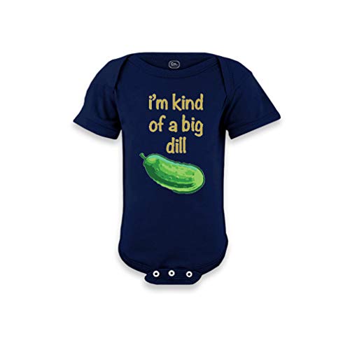 Cute Rascals I'm Kinda of A Big Dill Short Sleeve Envelope Neck Boys-Girls Cotton Baby Bodysuit One Piece - Navy, 6 Months
