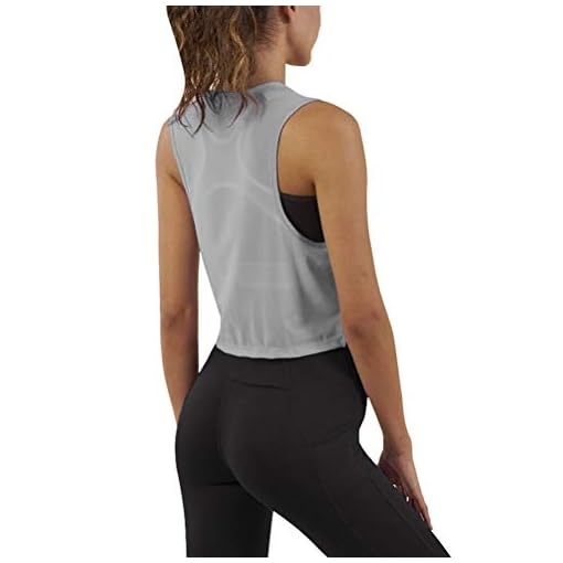 Mippo Womens Workout Crop Tops Cute Sheer Mesh Back Gym Yoga Tank Tops Muscle Tee - Image 3