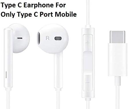 Digital Inc™ White Type C HD Quality Earphone with Mic Compatible with One Plus 6t and Essential Mobile Phones Having Type C Port Only (Mobiles Having Both 3.5mm and Type C Port Will not Work)
