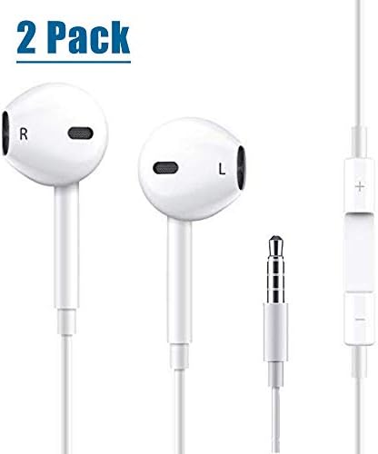 2 Pack Earphones/Headphones/Earbuds, HAOMUK 3.5 mm Earphones HD Sound Bass with Mic and Switch Song Control for Phone 6s/6 Plus/5s/5c/5/4s/SE iPad/iPod 7 Samsung Galaxy/Note and Android Smartphones