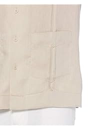Camisa Cubavera de manga corta para hombre, 100% lino, campo cubano de Guayabera