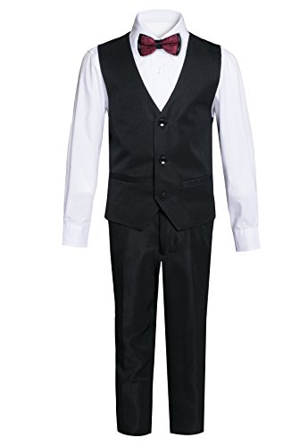 Boys Premium Paisley Patterned Shawl Lapel Tuxedos - Many Colors (1, Burgundy with Black)