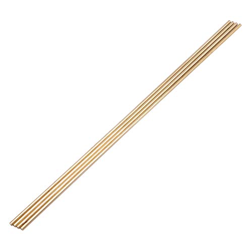 PGCOKO 4Pcs Solid Round Brass Rod Lathe Bar Stock Kit for DIY Craft Tool, 1/8 inch in Diameter 12 inch in Length