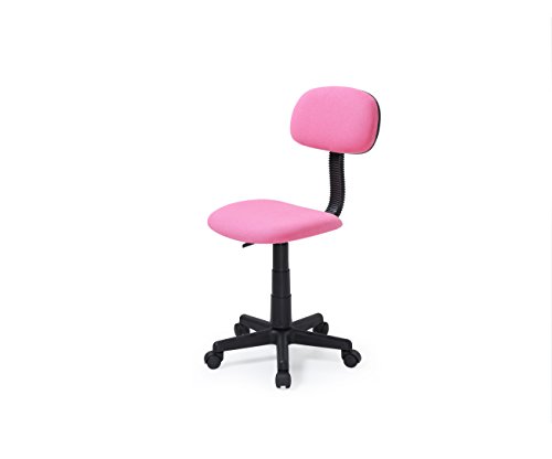 Hodedah Armless Task Chair with Adjustable Height and Swivel Functionality, Pink
