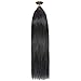 SEGO Pre Bonded Keratin Stick/I Tip Remy Human Hair Extension Cold Fusion Hair Piece for Women Smooth Straight 100 Strands/pack #1B Natural Black 16 inches 50g