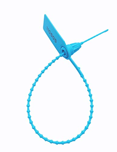 250mm Pull-Tite Plastic Security Seals Shipping Tags Disposable Signage Numbered(Package of 100) (Blue)