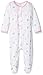 absorba Baby Girls' Footie-Small Bows on Chest, White/Pink, 3/6