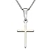 Sterling Silver Small Cross Pendant Cable Chain Necklace Italy, 14