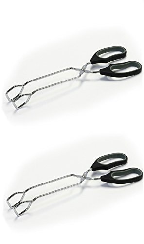 Chef Craft Tongs With Offset Working Ends, Black, 1Piece, 12Inch (Value 2Pack)