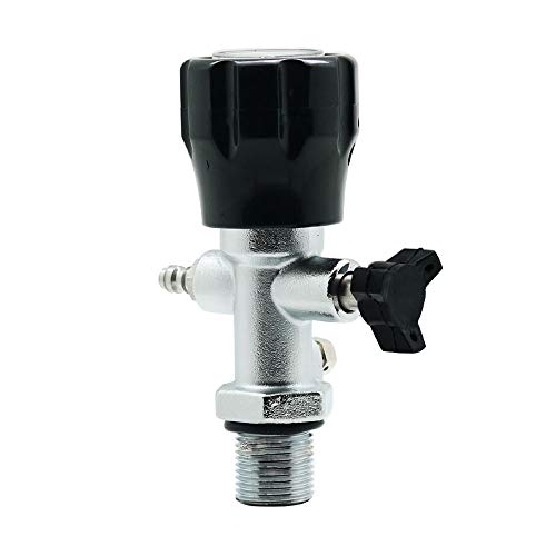 IORMAN Paintball CO2 Tank Compressed Air DIN Valve Gauge & Fill Station, 300bar/4500psi High Pressure, 7/8-14 UNF Male Thread, with 24" Charging Hose for PCP Game