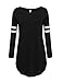 OURS Womens Plus Size Baseball T-Shirt Loose Long Blouse Top (XL, Black)
