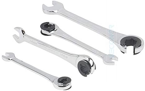 Ratchet Flare Nut Wrench Spanner Ratcheting 72 Teeth Steel 8-19Mm Full Polish High Torque Multitool 11mm