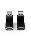 JEVIT USB 3.0 up Down Male to Female Extension Adapter Combo Upward and Downward 90 Degree Right Angle USB 3.0 Super-Speed Connector Adapte Coupler
