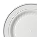 Plexware Plastic Plates, Silver Rim with Ridges, 25-7.5