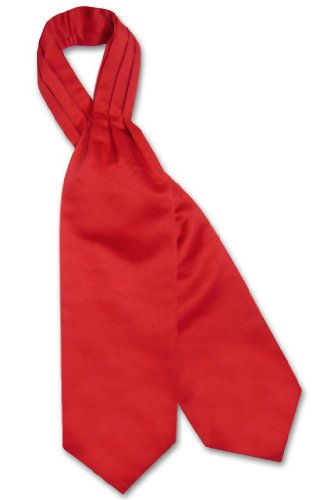 Vesuvio Napoli ASCOT Solid RED Color Cravat Men's Neck Tie