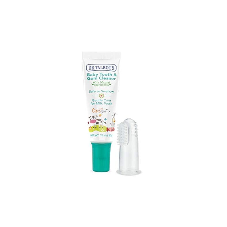 Dr. Talbot’s Baby Toothpaste Naturally Inspired with Citroganix and Silicone Finger Gum Massager, Vanilla Milk Flavor