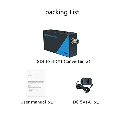 AAO SDI to HDMI Converter Adapter, 3G-SDI/HD-SDI/SD-SDI Auto Format Detection, Full HD 1080P SDI to HDTV Audio, Video & Audio Synchronous Output.