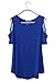 Adreamly Women's Casual Summer Short Sleeve Loose Strappy Cold Shoulder Tops Basic T Shirts Blouses Royal Blue Medium