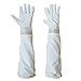 Beekeeping Gloves Premium Goatskin Leather Beekeeper's Glove with White Vent Long Canvas Sleeve and Elastic Cuffs Ventilated and Cuff Protected Bee Gloves Large