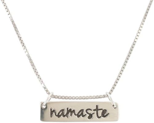Namaste Word Necklace in Sterling Silver by Zoe and Piper on a 16 or 18 inch Rhodium Plated Sterling Silver Box Chain, #7060 (16 Inches)