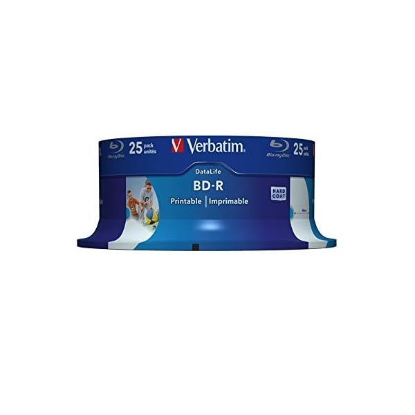 Verbatim BD-R SL Datalife Blu-ray Rohlinge 25 GB, Blu-ray-Disc mit 6-facher Schreibgeschwindigkeit, 25er-Pack Spindel, großflächig bedruckbar, Blu-ray-Disks für Video- und Audiodateien – Bild 3