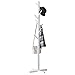 Premium Wooden Coat Rack Free Standing, with 8 Hooks Lacquered Pine Wood Tree Coat Rack Stand for Coats, Hats, Scarves, Clothes, and Handbags (White)