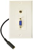 Monoprice 104569 VGA Stereo Audio Wall Plate (Gold Plated, 3.5mm)