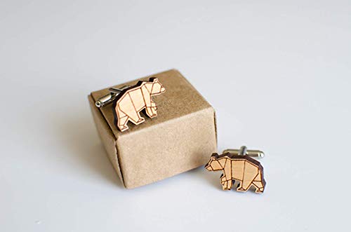Geometric Bear Cufflinks, modern art jewelry for men