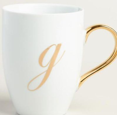 Gold Monogram White Porcelain Coffee Mug Tea Cup Letter G