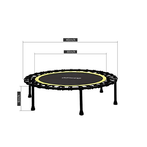Newan 40'' Silent Fitness Mini Trampoline - Indoor Rebounder for Adults - Best Urban Cardio Jump Fitness Workout Trainer, Covered Bungee Rope System - Max Limit 330 lbs - Thumbnail 6