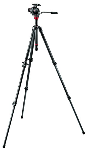 Manfrotto 755CX3-M8Q5 Stativ-Set (inkl. 755 CX Carbon Leveling Stativ mit Foto-Video Kopf MH055M8-Q5) grau