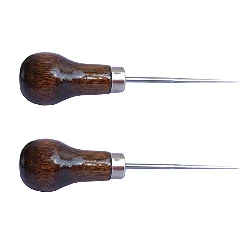 ZLKSKER (Pack of 2) Wooden Handle Scratch Awl for Leather Punch Hole or DIY Handmade (Gourd Awl) (2) - Thumbnail 4