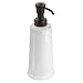mDesign Modern Bathroom Ceramic Refillable Liquid Soap Dispenser Pump Bottle for Vanity Counter Tops, Kitchen Sink - Holds Hand Soap, Dish Soap, Hand Sanitizer & Essential Oils - White/Bronze