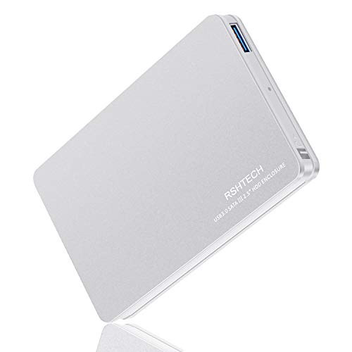 RSHTECH External Hard Drive Enclosure USB 3.0 to SATA Hard Disk Aluminum Case for 2.5 inch 7mm and 9.5mm HDD SSD [Support UASP and 4TB Drives](Silver) - Thumbnail 7