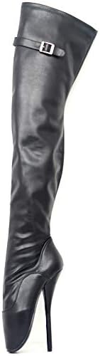 JiaLuoWei Women Over The Knee Ballet Boots Zipper Patent Leather Boots 18cm High Heels