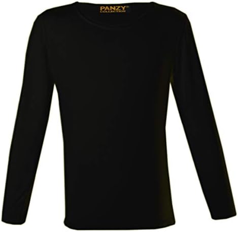 PanzyGirls Long Sleeve Plain Basic 100% Cotton Top Kids T-Shirt Tops Crew Uniform Tee